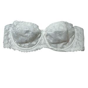 DOBREVA White Lace Strapless Push Up Bra Sz 34B Opaque